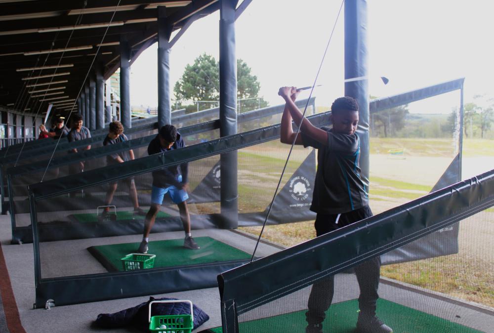 Lawn Manor pupils at the driving range