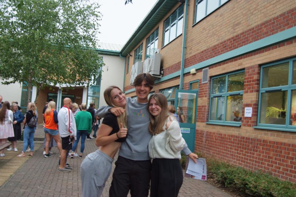 Royal Wootton Bassett Academy students celebrating their GCSE results