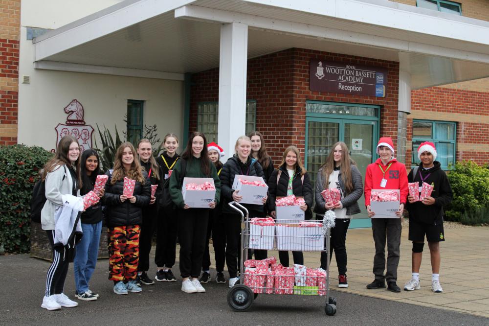 Royal Wootton Bassett Academy students ready to deliver gifts