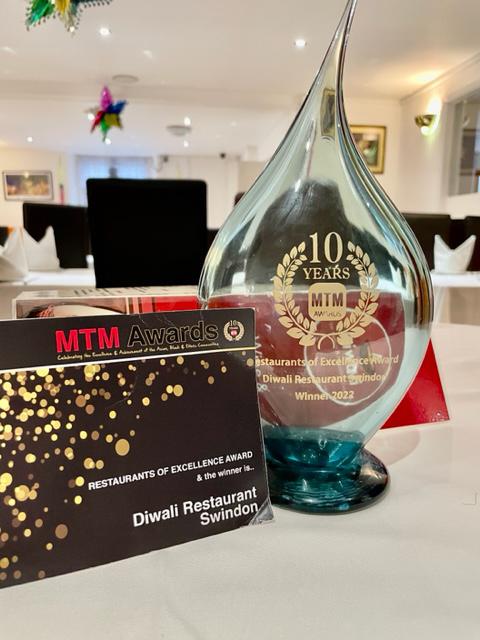 Diwali won the MTM award for the Restaurant of Excellence category