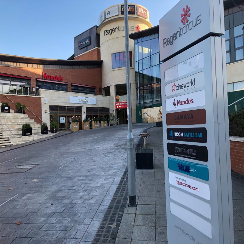 Regent Circus in the town centre