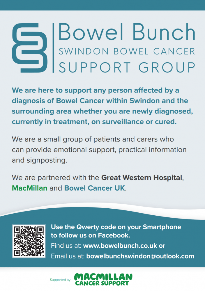 New monthly support group in Swindon for those living with Bowel Cancer