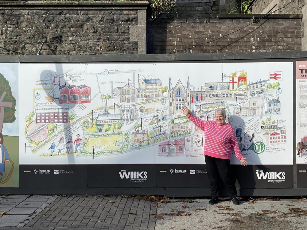 Marilyn posed in front of her map commission
