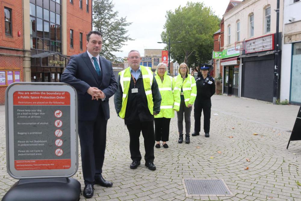 Cllr Oliver Donachie, Swindon Borough Council's Cabinet Member for Economy and Place (front) with colleagues from the Council and Wiltshire Police