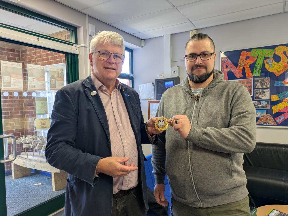 Cllr Robert Hastings, left, and Leigh Wiles of Malmesbury Secondary School   