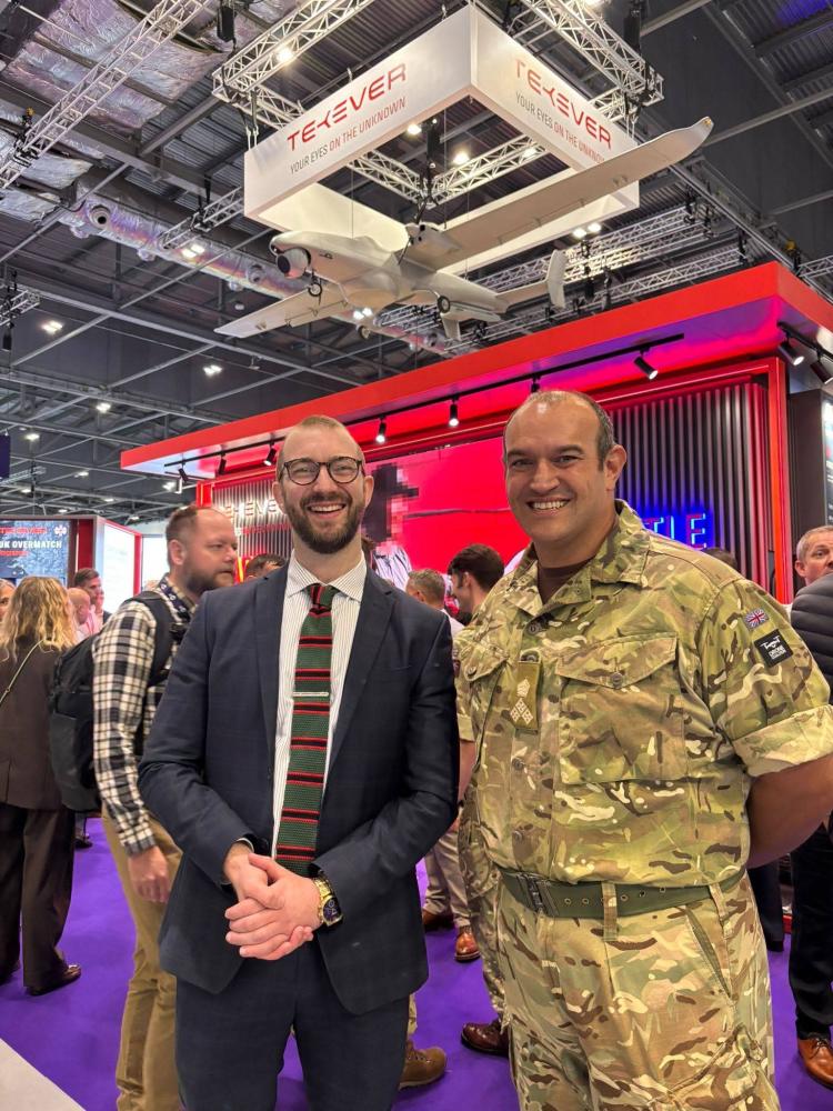 Will Stone MP with Brigadier Stu Nasse, Head of the UK Drone Coalition