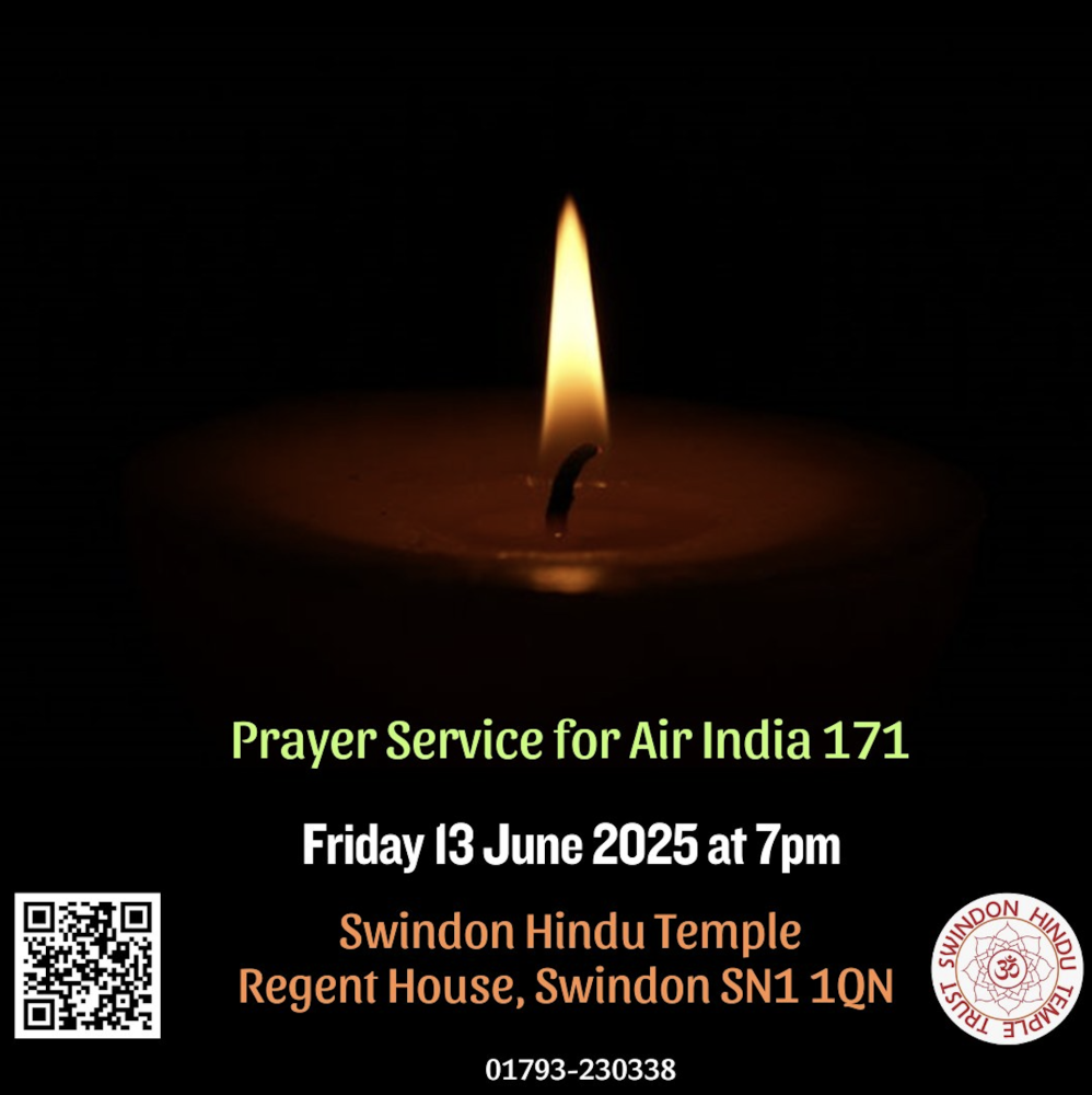 Special prayer service for India air disaster victims at Swindon Hindu Temple