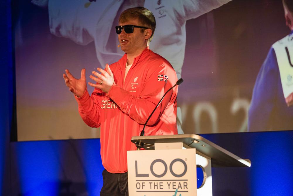 Chris Hunt Skelley MBE speaking at the awards