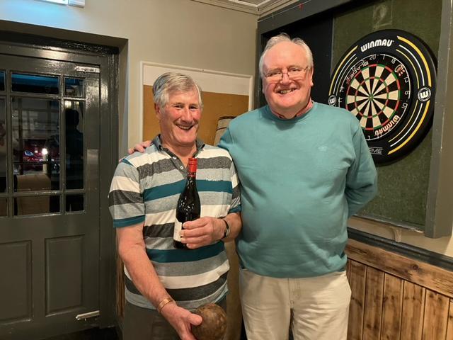 Skittles winner Colin Brain (left) with Club Chairman Clive Smith
