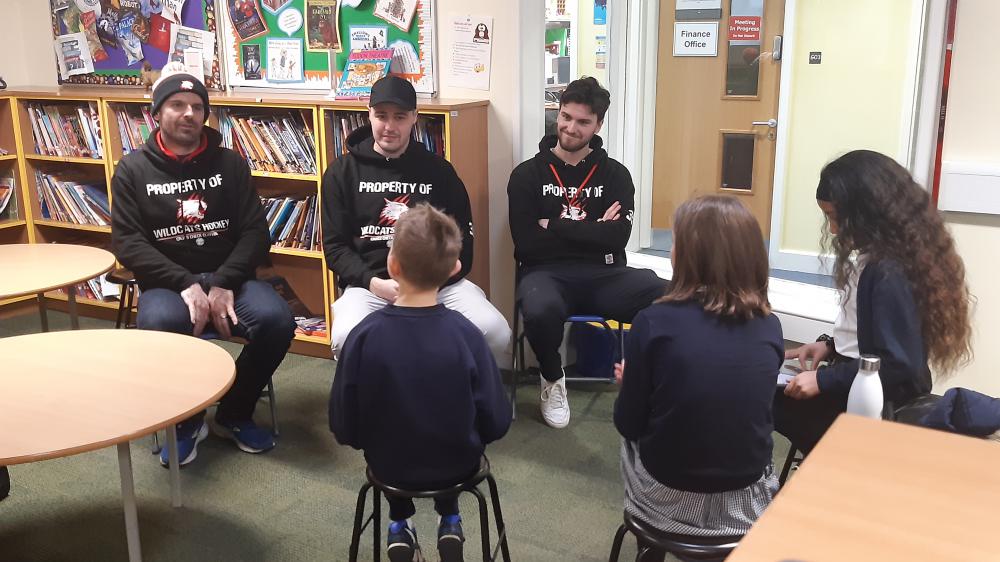 Aaron (left) Emil (centre) and Renny (right) spoke to the children about the importance of mental health