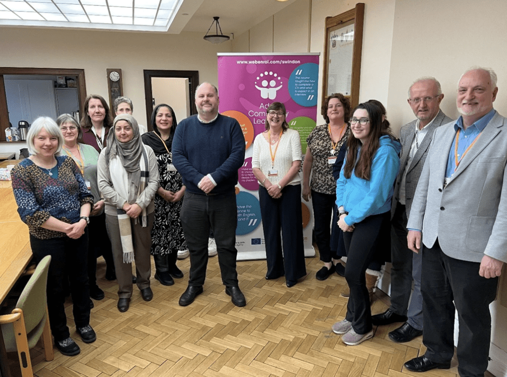 Leader of the Council Cllr Jim Robbins with Swindon Borough Council’s Adult Community Learning team