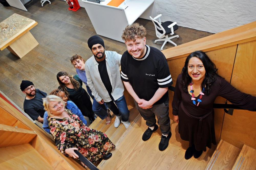 Shahina Johnson, CEO and Artistic Director at Create Studios, right, with Create co-directors Marilyn Fitzgerald, second left, and Gurchetan Singh, third right, and the create team. (Picture: Elmar Rubio)