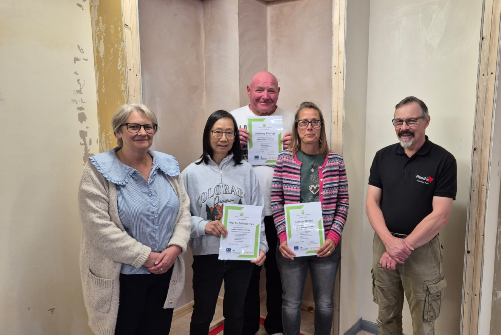 Participants with their certificates (Left to right: Councillor Janine Howarth, Wai Yu Belinda Hau, Tony Bastings, Lindsey Neilan, Kevin Prosser)