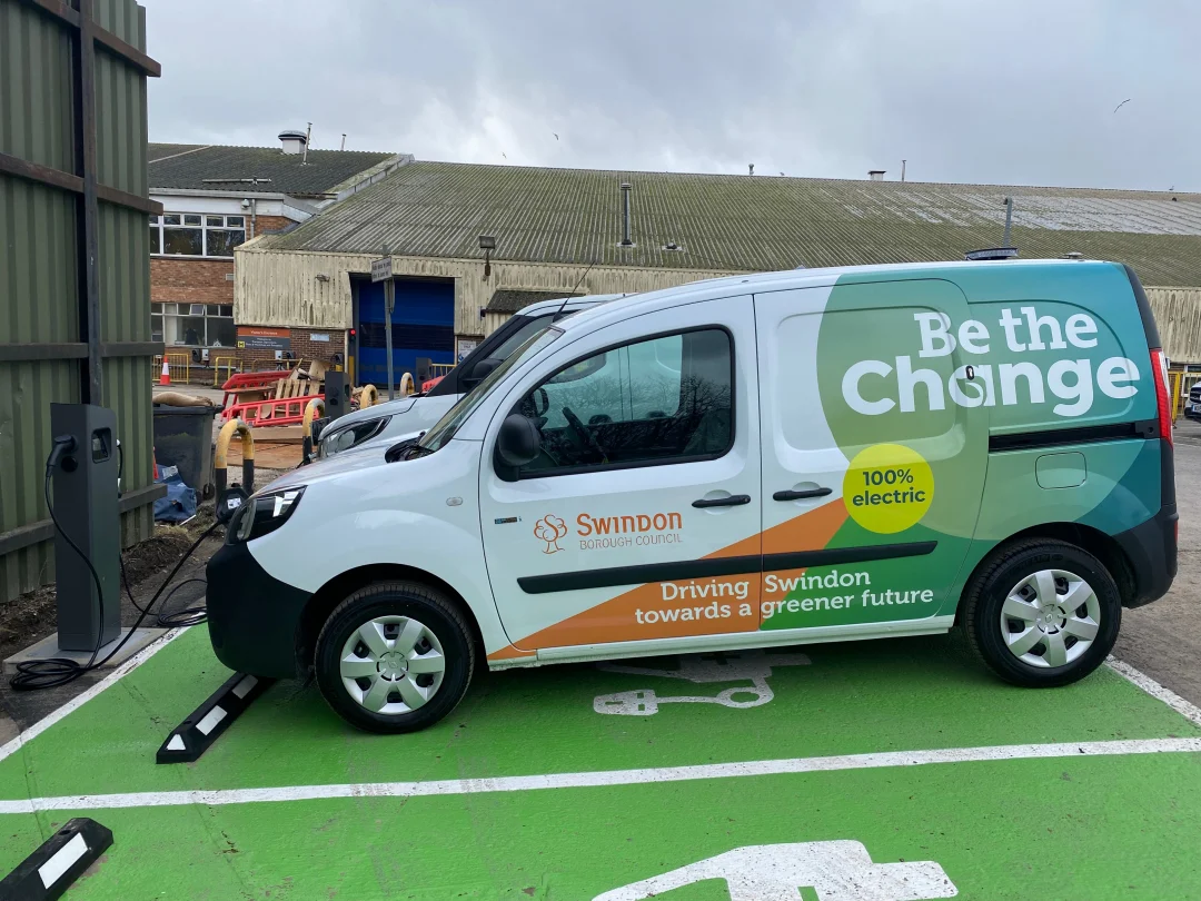 Electric vehicle using charging point at Waterside 