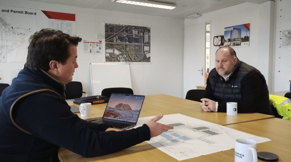James Watson, Panattoni’s Head of Development, Southern England & London, showing Cllr Jim Robbins, Leader of Swindon Borough Council, some of the plans for Panattoni Park