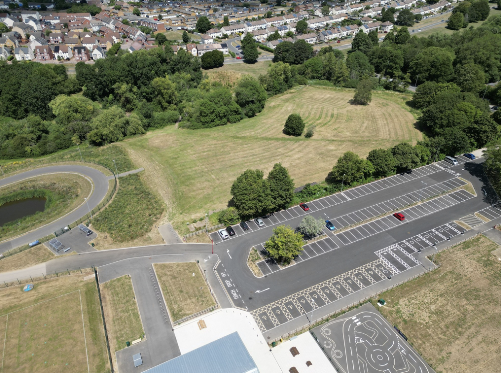 An aerial view of the location