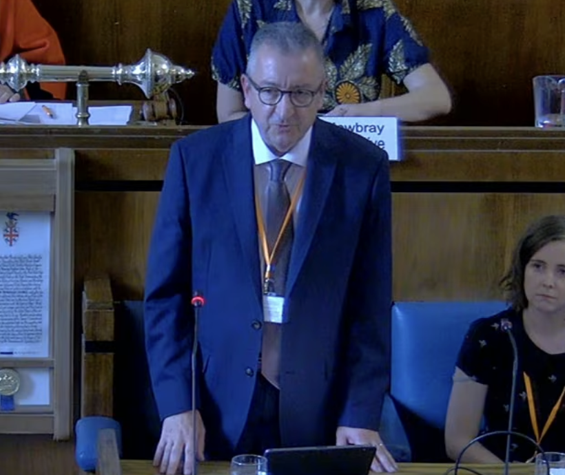 New Swindon Borough Council Leader Cllr Gary Sumner delivers his acceptance speech
