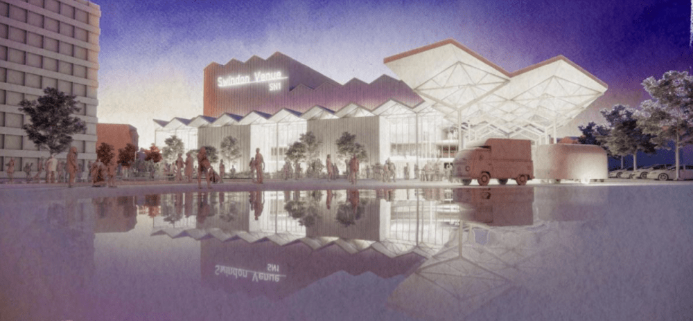 Artist impression of a proposed new town centre entertainment venue for Swindon (credit: Stufish)