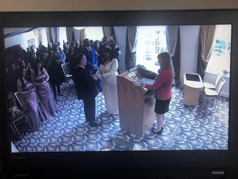 Graham and Meiry’s wedding ceremony was live streamed at Swindon Register Office on Monday