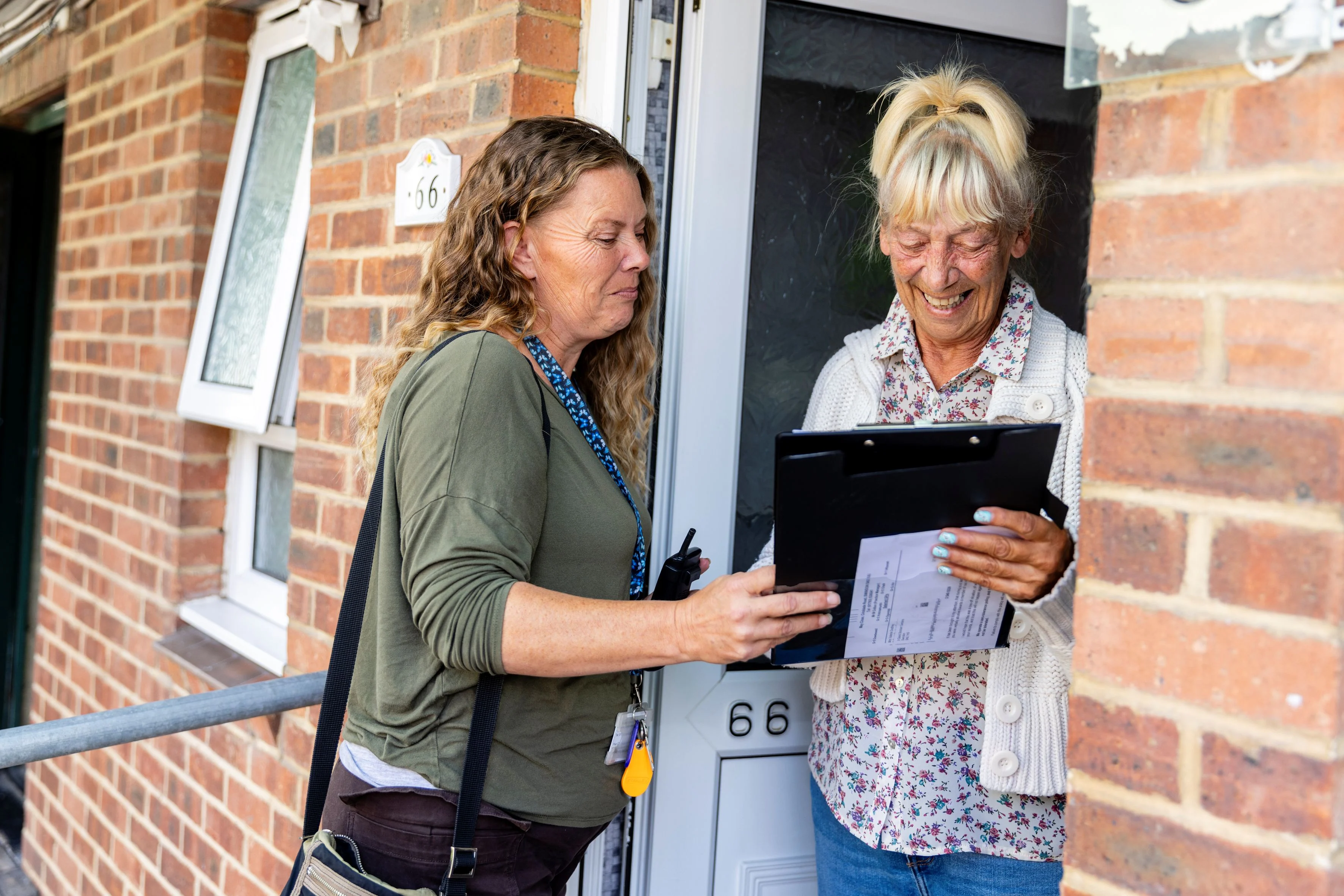 Swindon Borough Council Housing officer speaks to a tenant