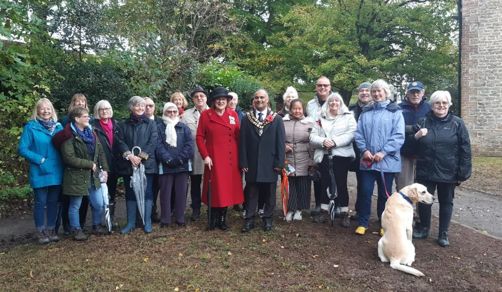 A group photo of the Mayor of Swindon and Lord Lieutenant of Wiltshire Sarah Troughton with some of Swindon's key workers and volunteers 