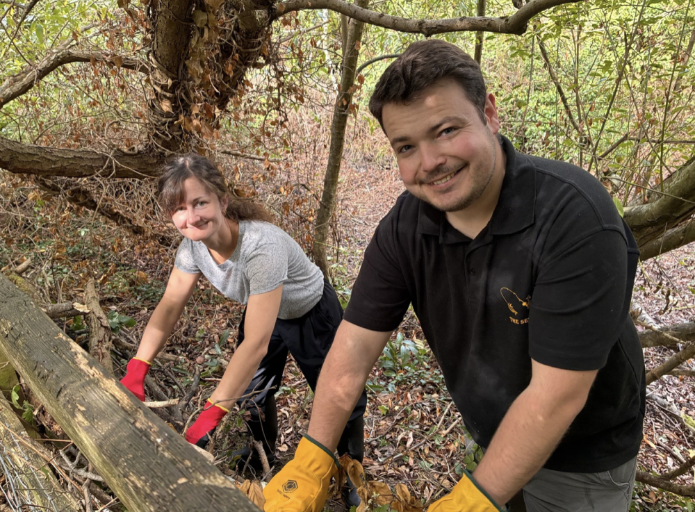 Cllr Jake Chandler, Swindon Borough Council’s Deputy Leader and Cabinet Member for Strategy, Resilience and Green Infrastructure, right, with Swindon Forest Meadows volunteer Elena Miekus