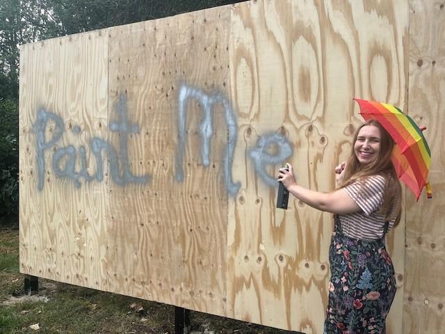 West Swindon Parish Council Chair Cllr Rose Llewellyn at the wall