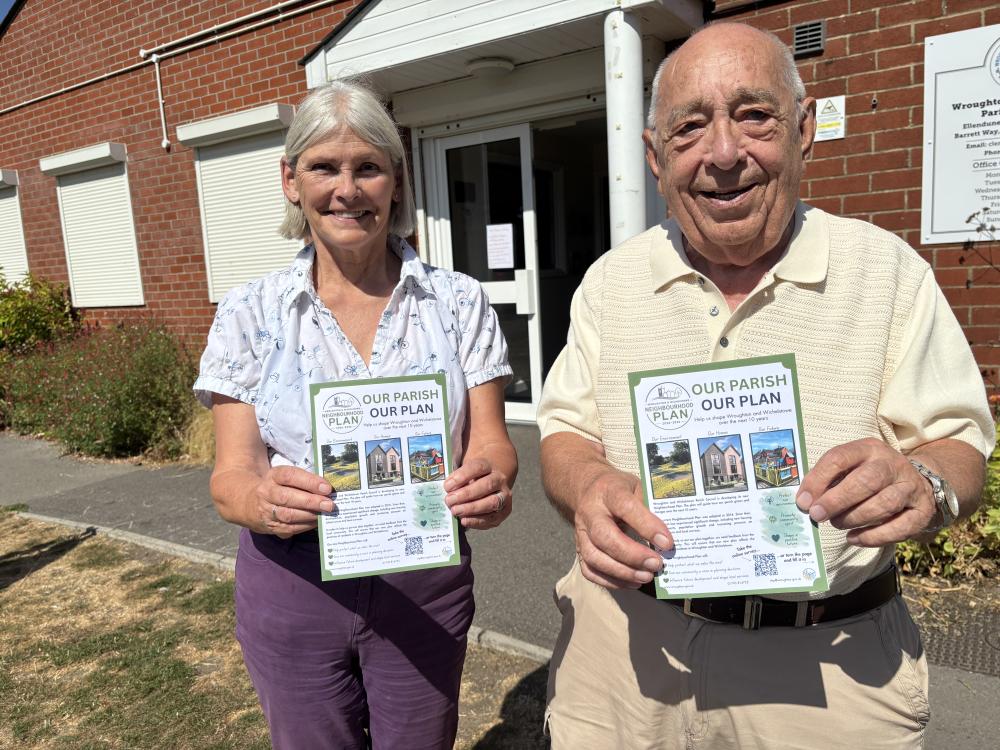 Cllrs Holly Woodward and John Hewer with copies of the survey