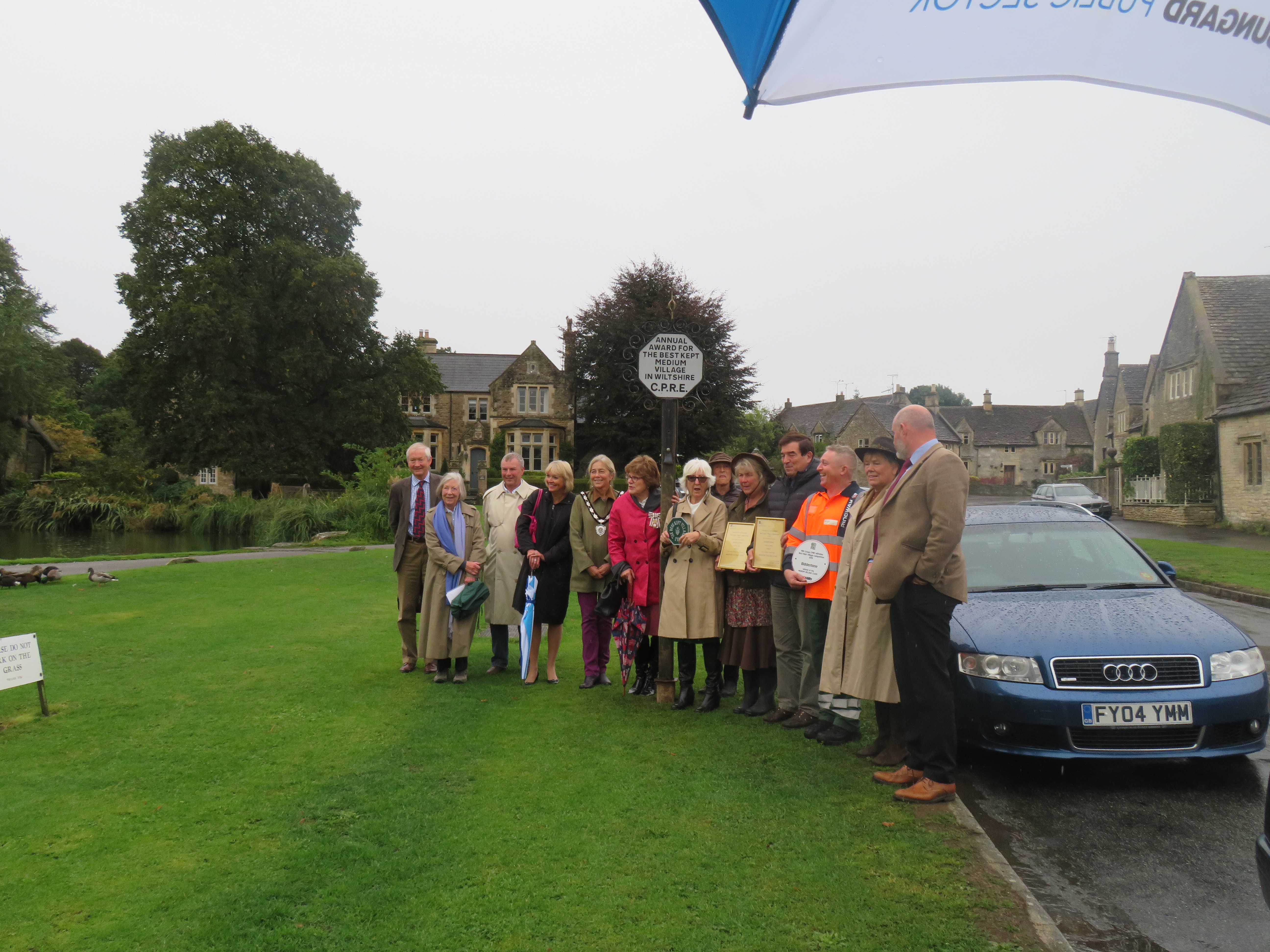 Biddestone - the presentation team, led by the Lord-Lieutenant of Wiltshire and villagers who received the awards