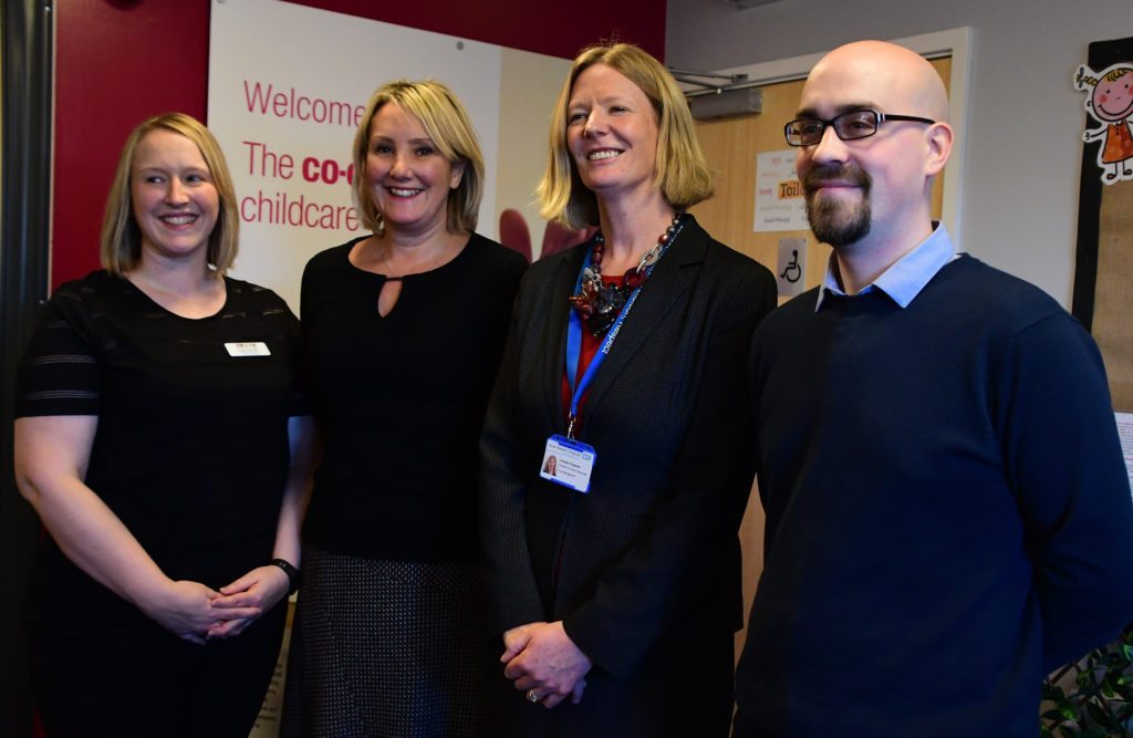 ©Calyx Picture Agency Childcare Minister Caroline Dinenage MP visiting the Co-operative Child Care unit at Swindon's Great Western Hospital.